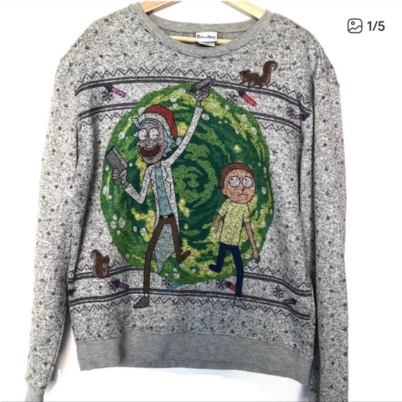 Rick & Morty Other - Rick & Morty Gray Ugly Christmas Sweater Adult Size Small